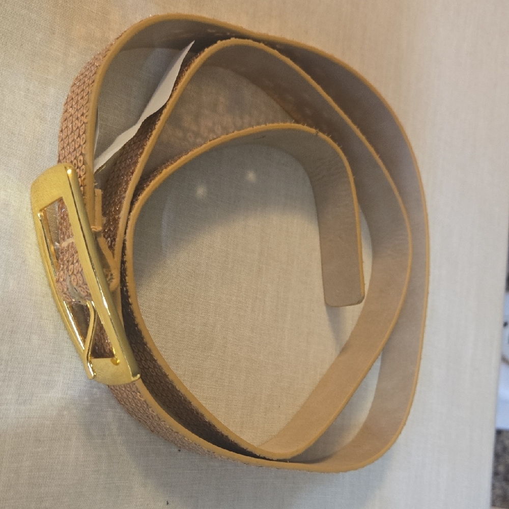 Gold Buckle Tan Belt